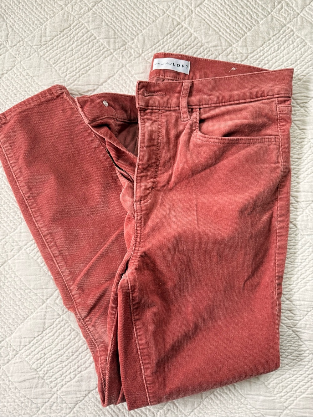 LOFT Rust Red Corduroy Pants size 29